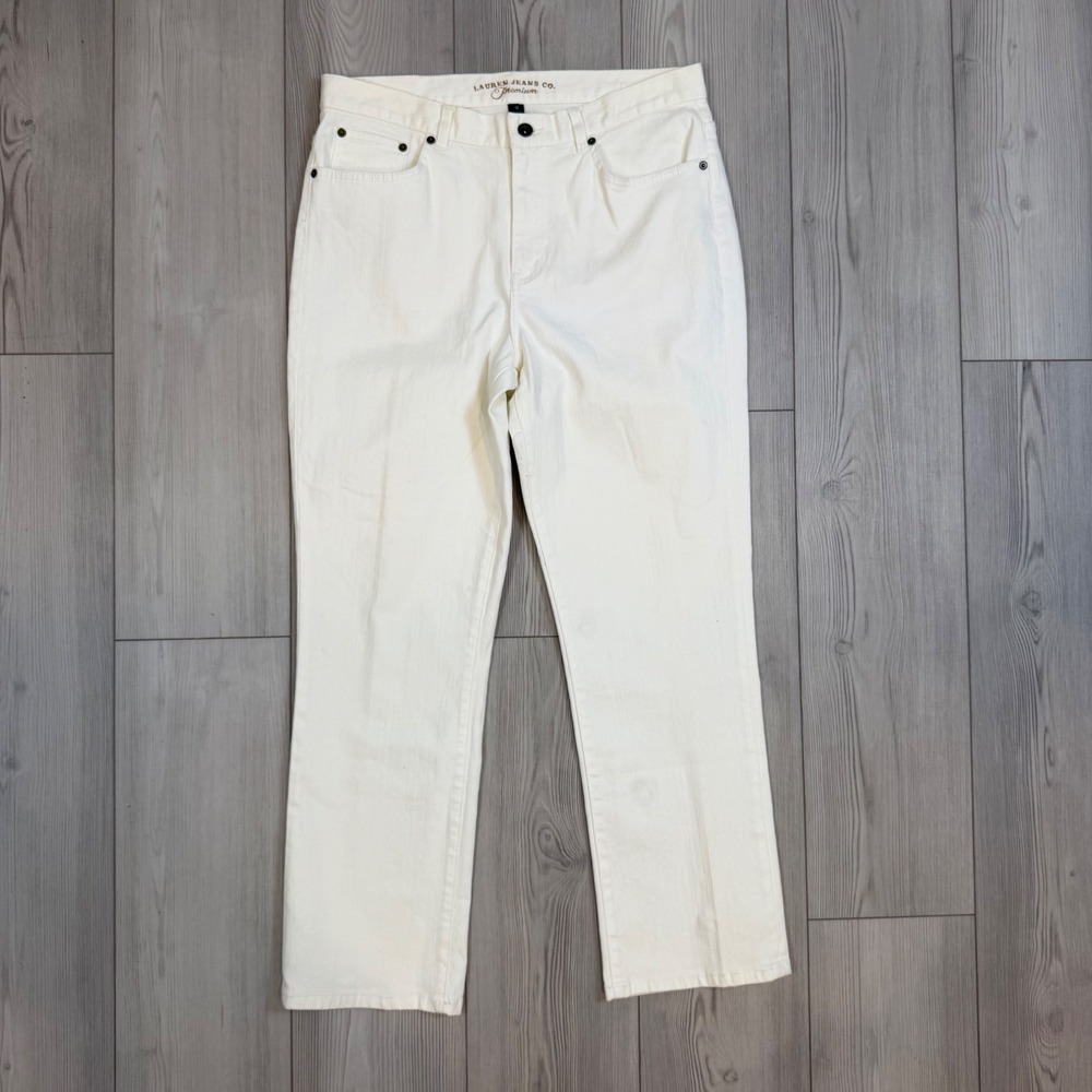 Lauren Ralph Lauren Classic Straight Jeans Off White Cream Denim Size 12